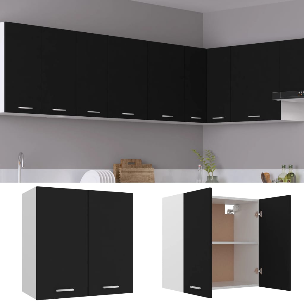 vidaXL Hanging Cabinet Black 23.6"x12.2"x23.6" Engineered Wood-2