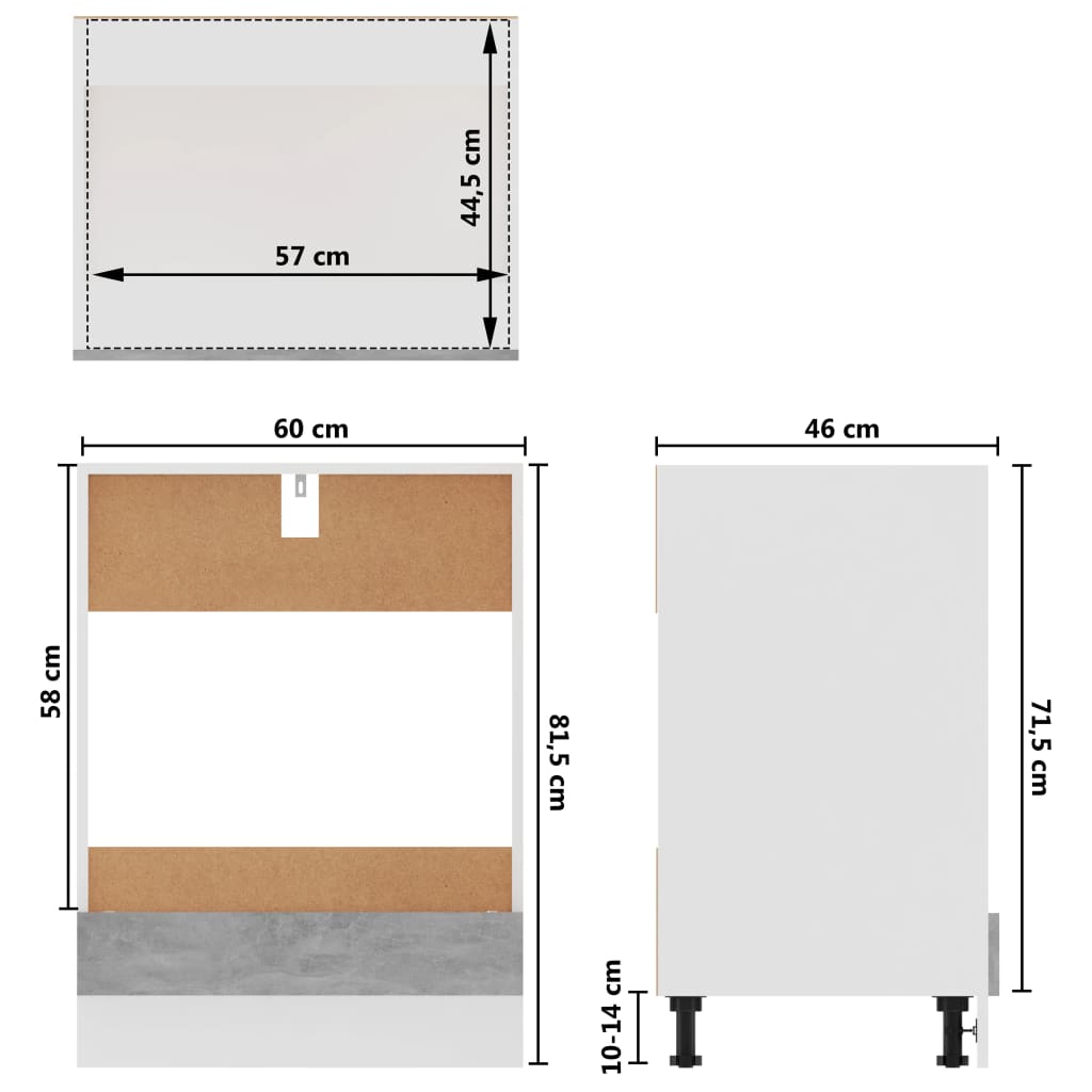 vidaXL Oven Cabinet Concrete Gray 23.6"x18.1"x32.1" Engineered Wood-11