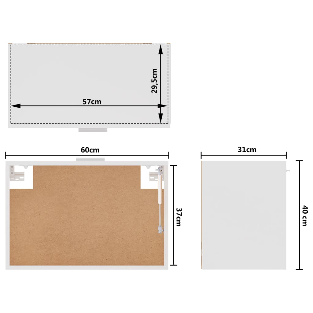 vidaXL Hanging Cabinet White 23.6"x12.2"x15.7" Engineered Wood-8