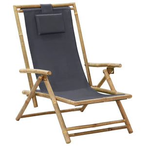 vidaXL Patio Deck Chair Patio Sling Chair with Headrest for Deck Beach Bamboo-1