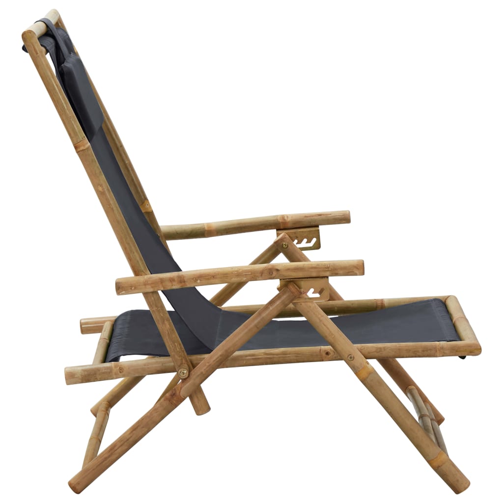 vidaXL Patio Deck Chair Patio Sling Chair with Headrest for Deck Beach Bamboo-5