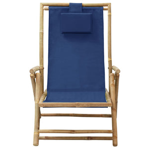 vidaXL Patio Deck Chair Patio Sling Chair with Headrest for Deck Beach Bamboo-9