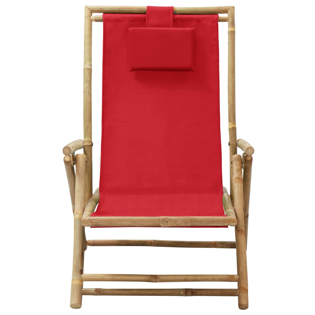 vidaXL Patio Deck Chair Patio Sling Chair with Headrest for Deck Beach Bamboo-15