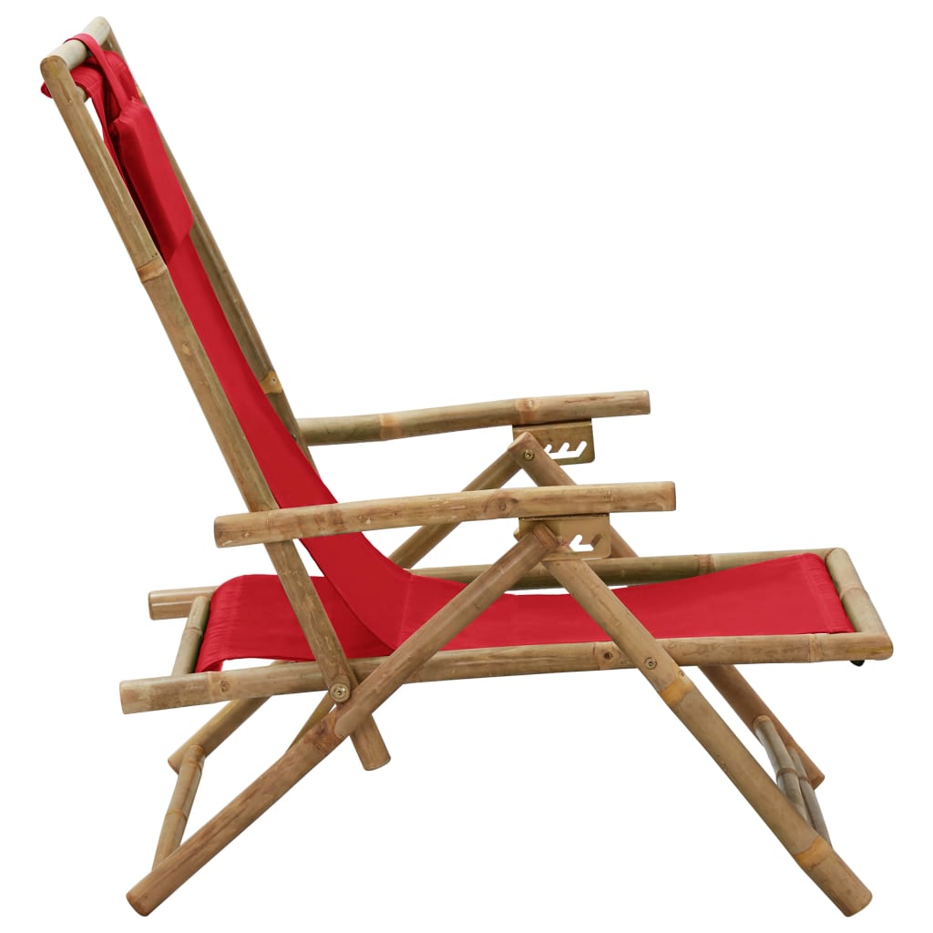 vidaXL Patio Deck Chair Patio Sling Chair with Headrest for Deck Beach Bamboo-17