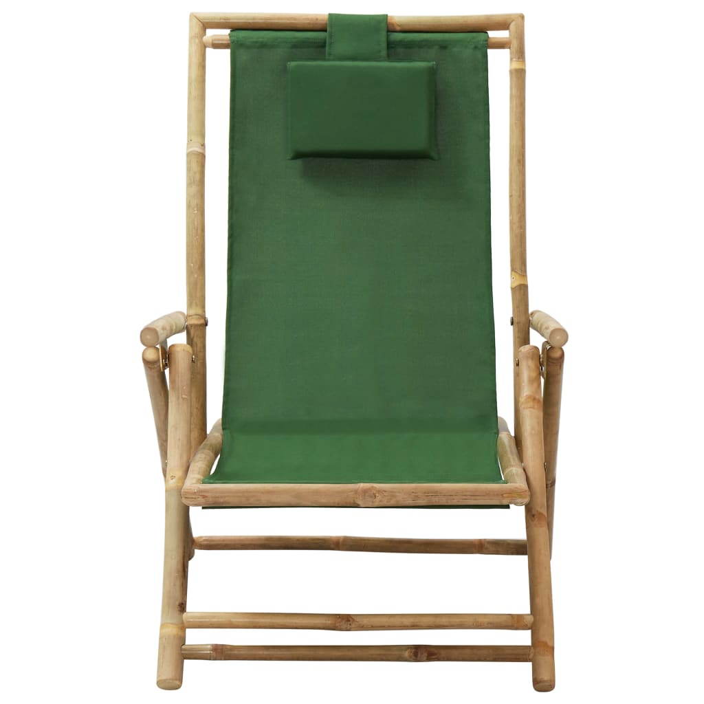 vidaXL Patio Deck Chair Patio Sling Chair with Headrest for Deck Beach Bamboo-0