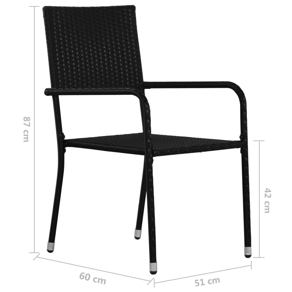 vidaXL Patio Dining Chairs Outdoor Rattan Wicker Dining Chair Poly Rattan-4