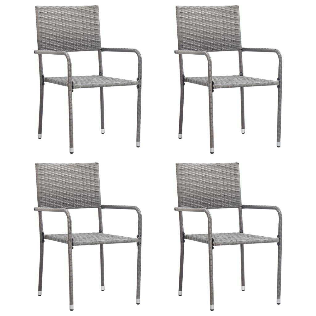 vidaXL Patio Dining Chairs Outdoor Rattan Wicker Dining Chair Poly Rattan-13