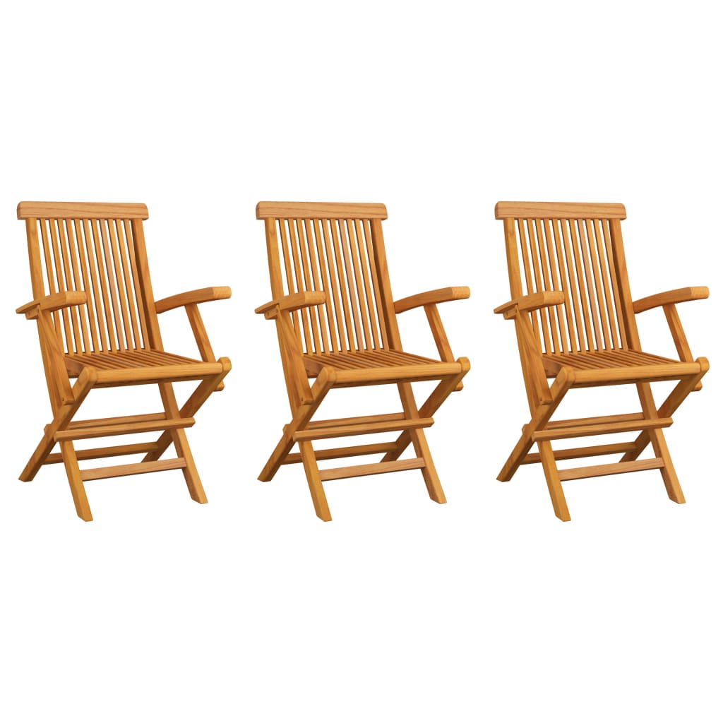 vidaXL Patio Chairs Outdoor Bistro Folding Chair with Armrest Solid Wood Teak-30