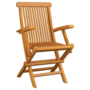 vidaXL Patio Chairs Outdoor Bistro Folding Chair with Armrest Solid Wood Teak-3