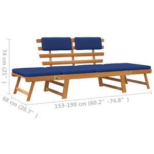 vidaXL Patio Bench Outdoor Garden Bench with Cushions 2-in-1 Solid Wood Acacia-18