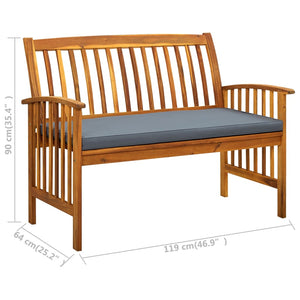 vidaXL Outdoor Patio Bench Garden Park Bench with Cushion Solid Wood Acacia-14