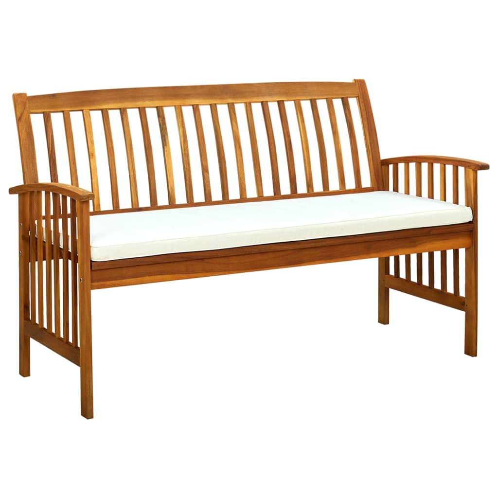 vidaXL Outdoor Patio Bench Garden Park Bench with Cushion Solid Wood Acacia-18