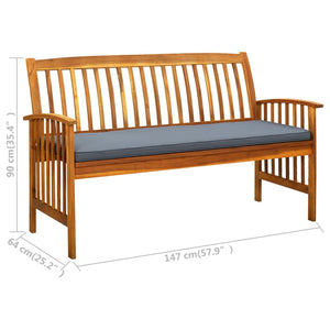 vidaXL Outdoor Patio Bench Garden Park Bench with Cushion Solid Wood Acacia-23