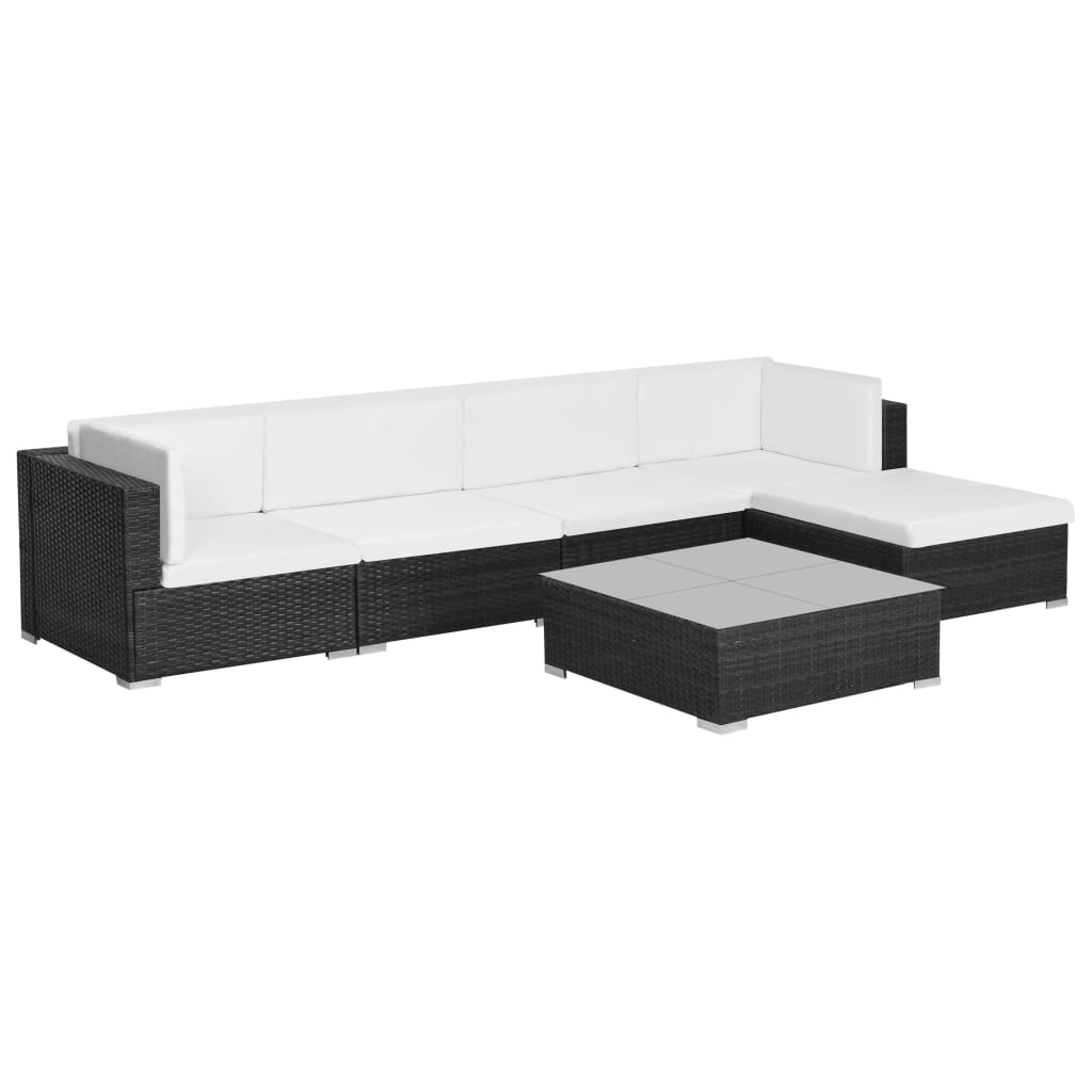 vidaXL Patio Furniture Set 6 Piece Outdoor Sofa with Coffee Table Poly Rattan-1