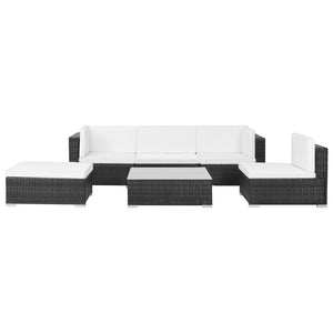 vidaXL Patio Furniture Set 6 Piece Outdoor Sofa with Coffee Table Poly Rattan-2