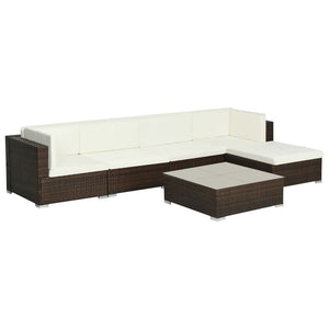 vidaXL Patio Furniture Set 6 Piece Outdoor Sofa with Coffee Table Poly Rattan-4