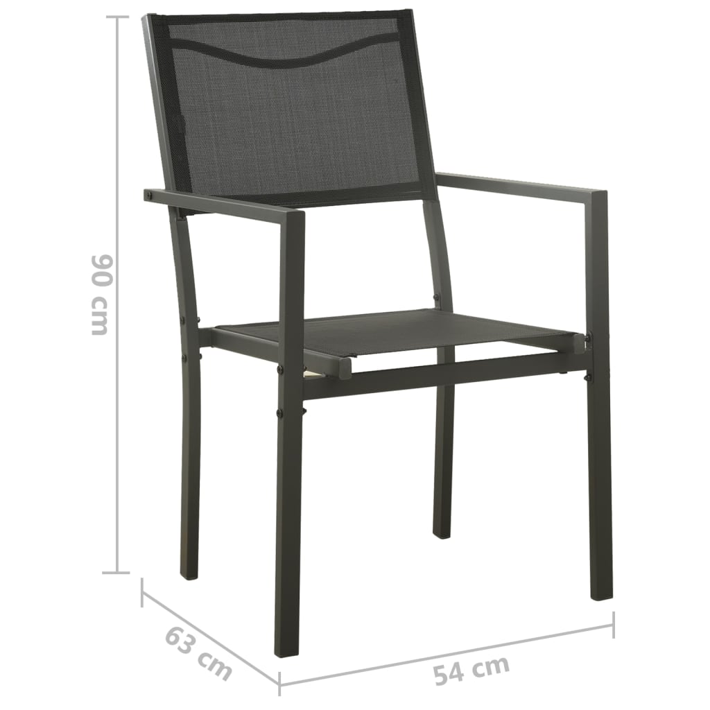 vidaXL Patio Chair Outdoor Seating Patio Furniture Textilene and Steel Black-15