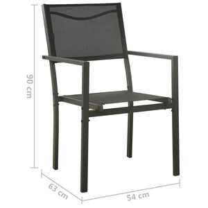 vidaXL Patio Chair Outdoor Seating Patio Furniture Textilene and Steel Black-4