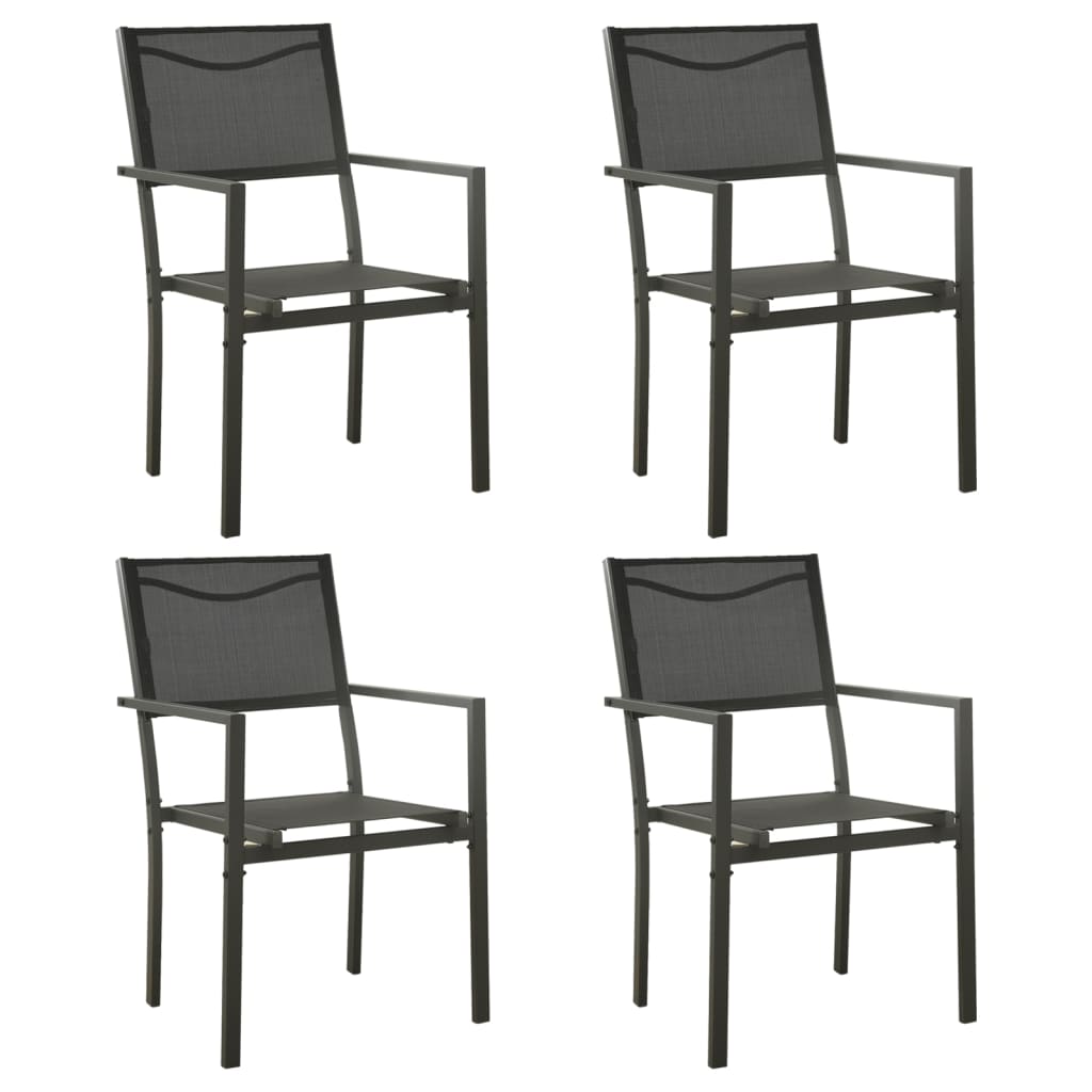 vidaXL Patio Chair Outdoor Seating Patio Furniture Textilene and Steel Black-16