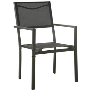 vidaXL Patio Chair Outdoor Seating Patio Furniture Textilene and Steel Black-3