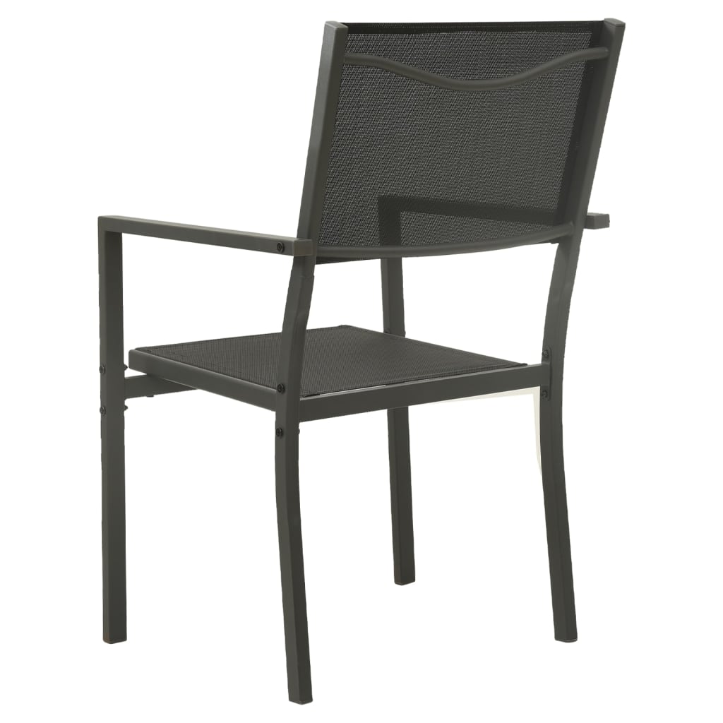 vidaXL Patio Chair Outdoor Seating Patio Furniture Textilene and Steel Black-9