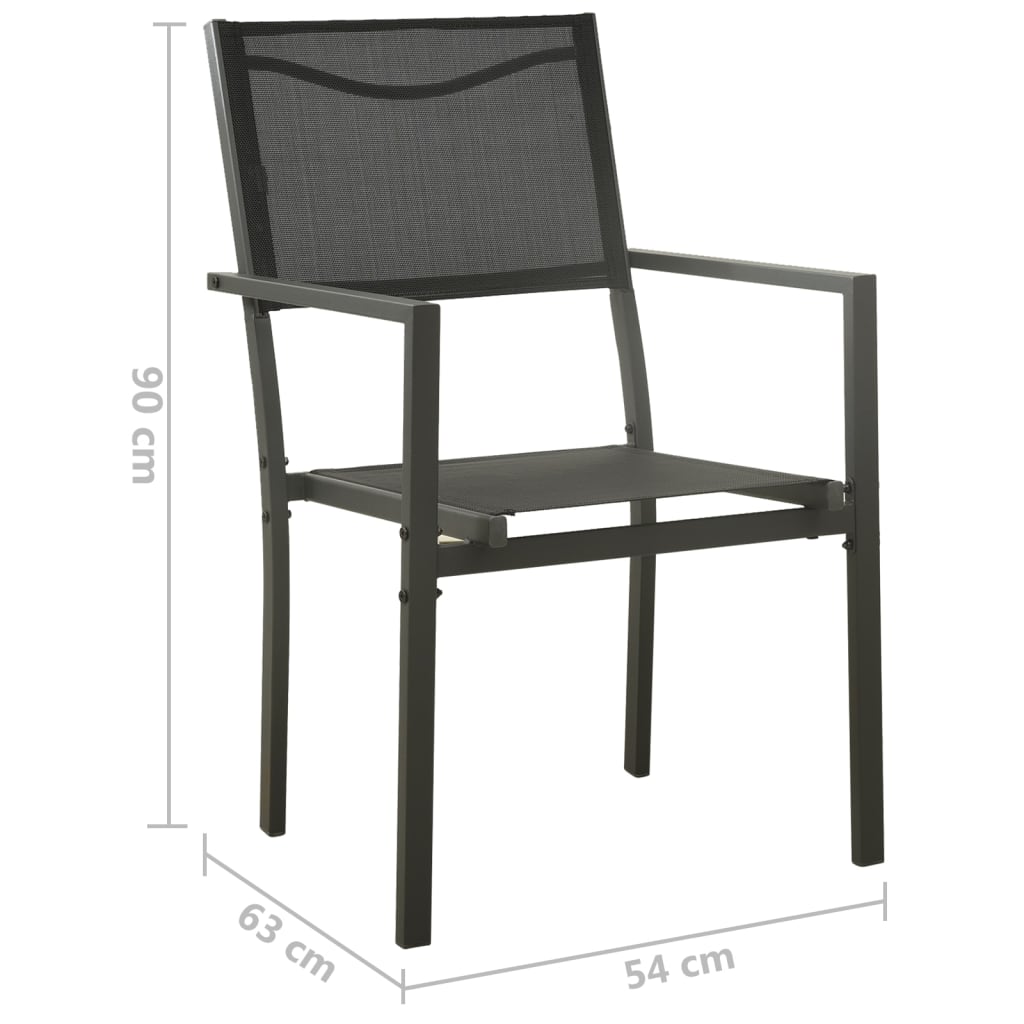 vidaXL Patio Chair Outdoor Seating Patio Furniture Textilene and Steel Black-13