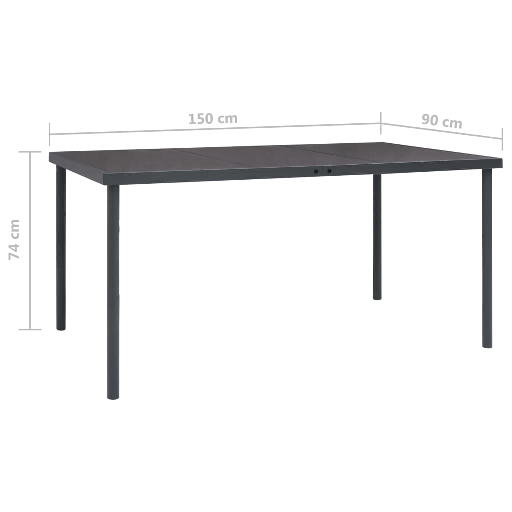 vidaXL Patio Dining Table Anthracite Steel 59.1"x35.4"x29.1"/74.8"x35.4"x29.1"-12