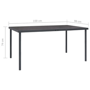 vidaXL Patio Dining Table Anthracite Steel 59.1"x35.4"x29.1"/74.8"x35.4"x29.1"-0