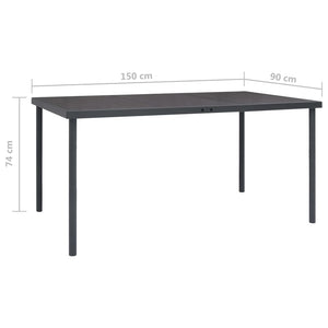 vidaXL Patio Dining Table Anthracite Steel 59.1"x35.4"x29.1"/74.8"x35.4"x29.1"-12