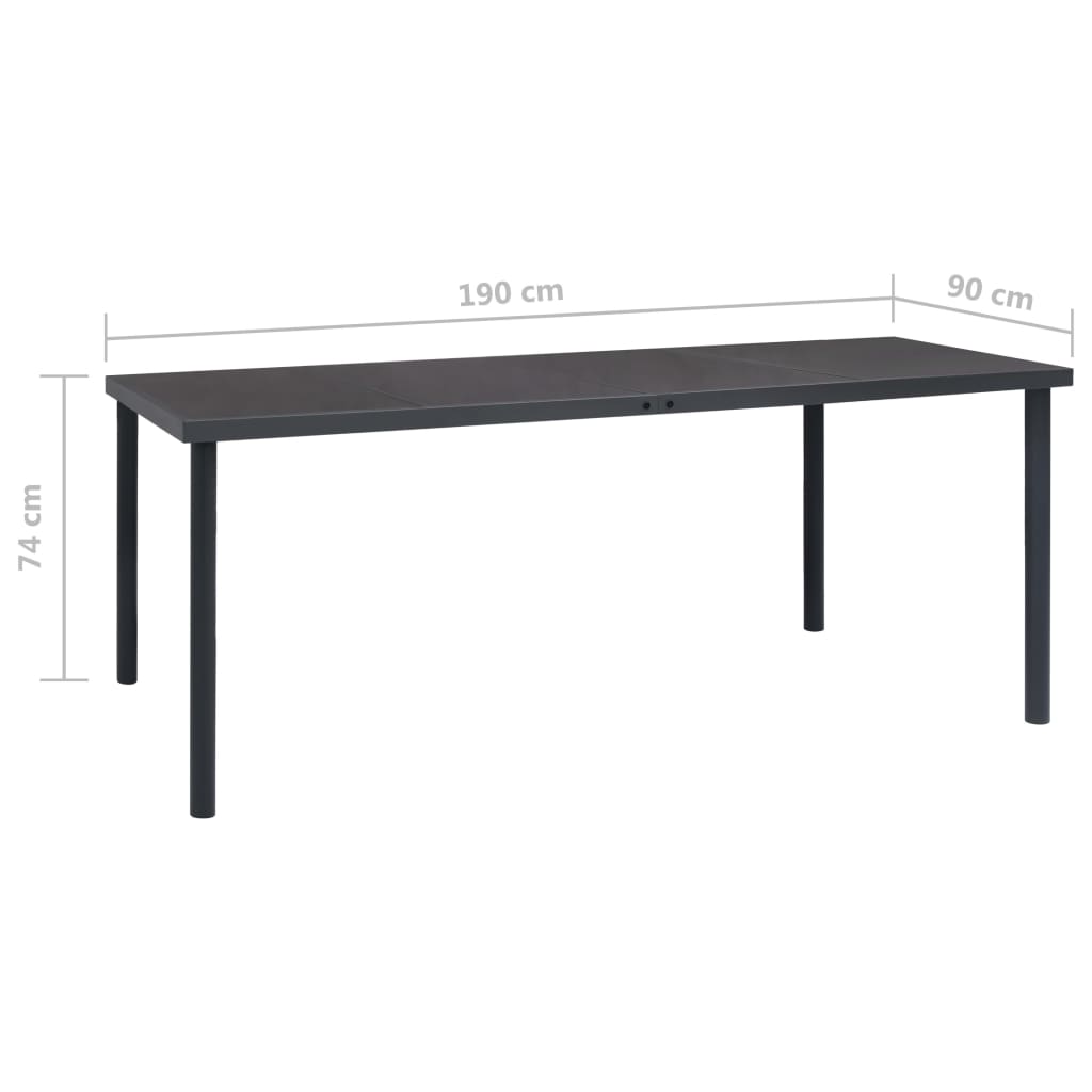 vidaXL Patio Dining Table Anthracite Steel 59.1"x35.4"x29.1"/74.8"x35.4"x29.1"-8
