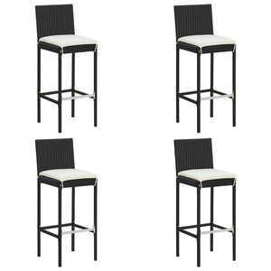 vidaXL Garden Bar Stools with Cushions 2 pcs Black Poly Rattan-22