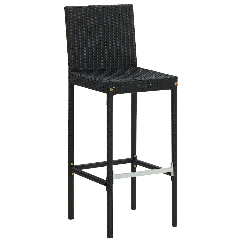 vidaXL Garden Bar Stools with Cushions 2 pcs Black Poly Rattan-28