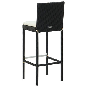 vidaXL Garden Bar Stools with Cushions 2 pcs Black Poly Rattan-26