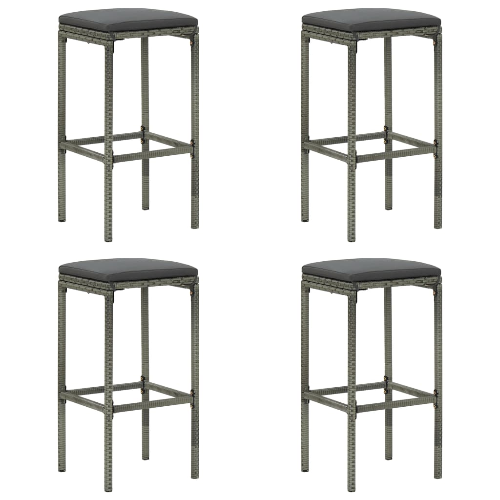 vidaXL Bar Stool Bar Seat Counter Height Island Stool for Pub Poly Rattan-4