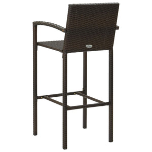 vidaXL Bar Stools 2 pcs Brown Poly Rattan-23