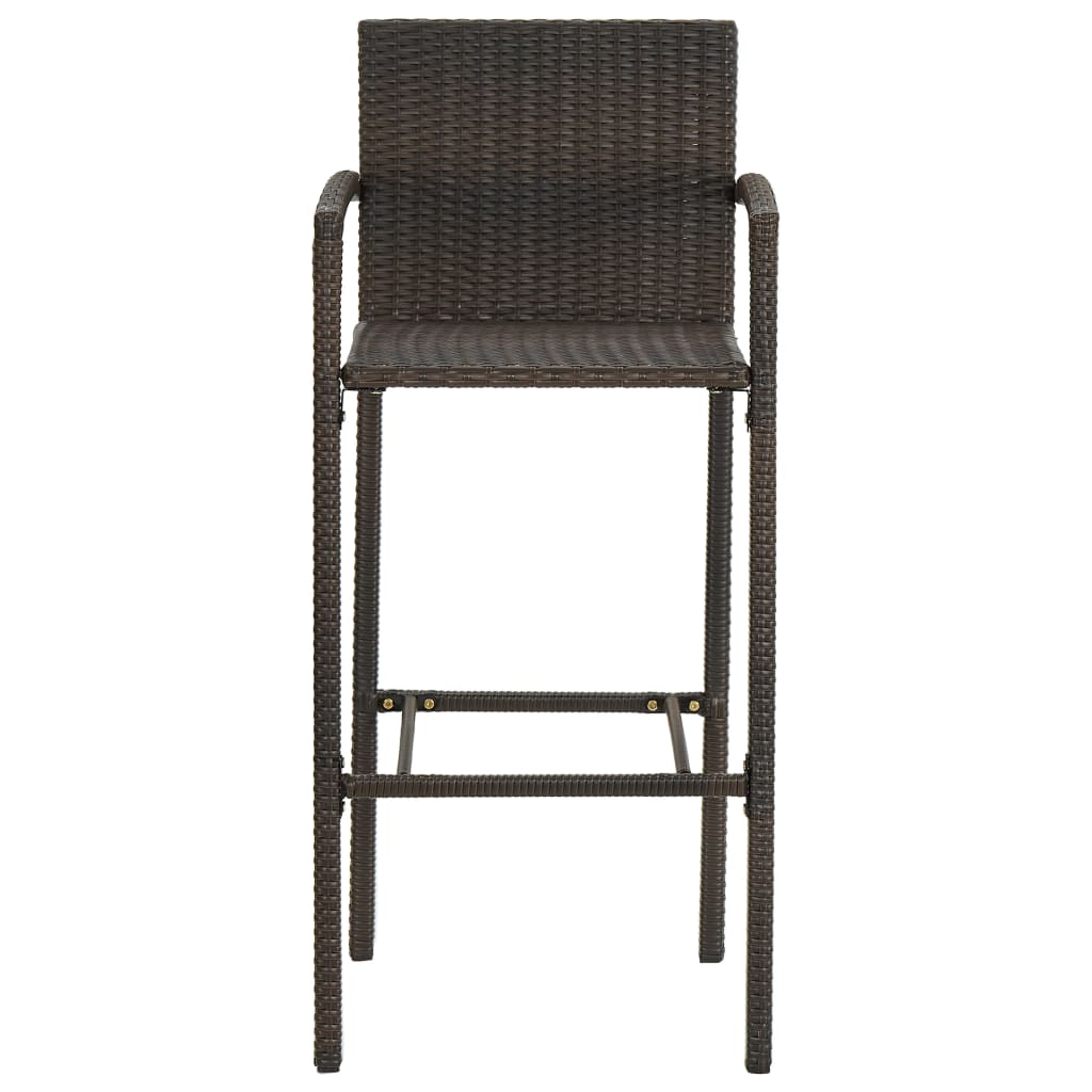 vidaXL Bar Stools 2 pcs Brown Poly Rattan-24