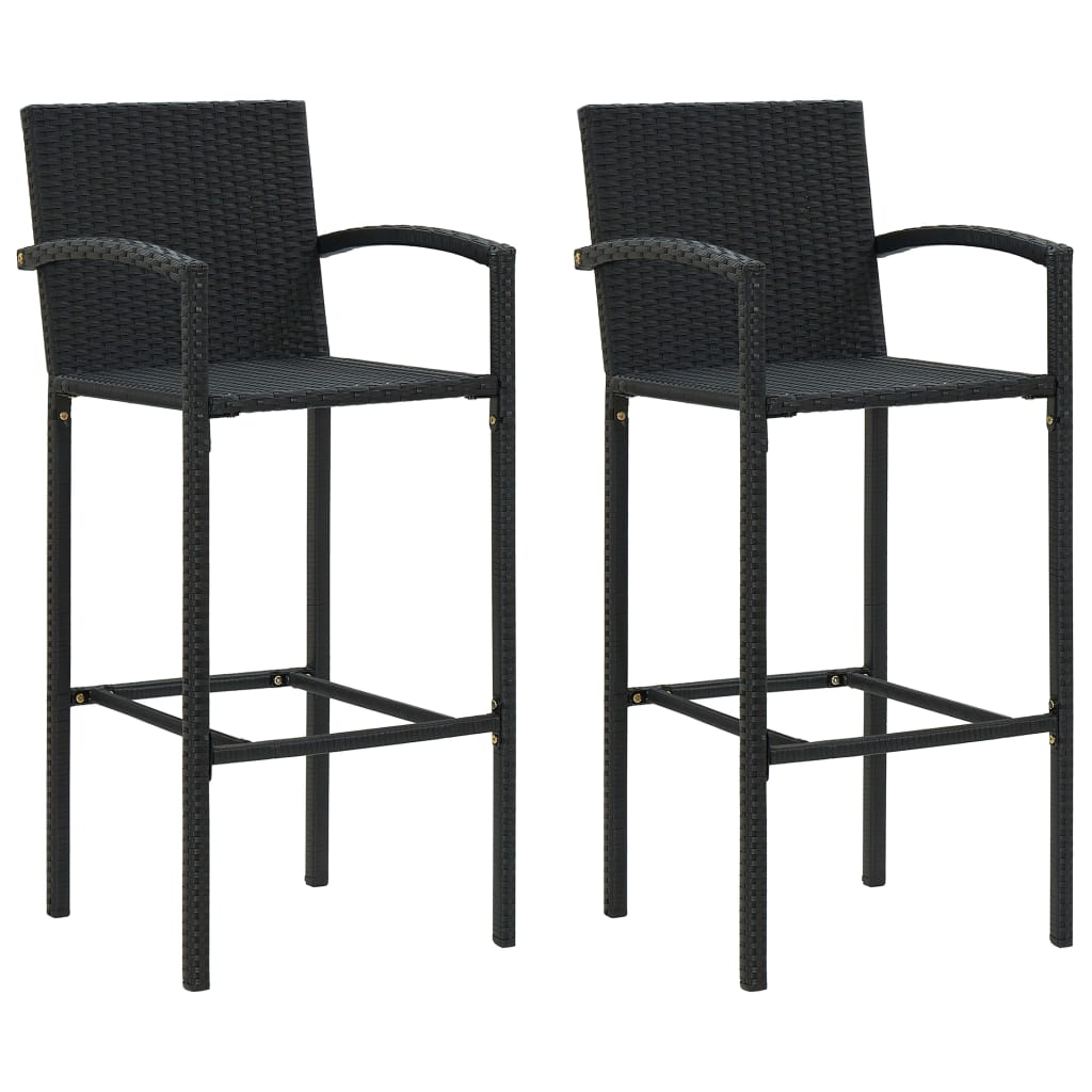 vidaXL Bar Stools 2 pcs Brown Poly Rattan-28