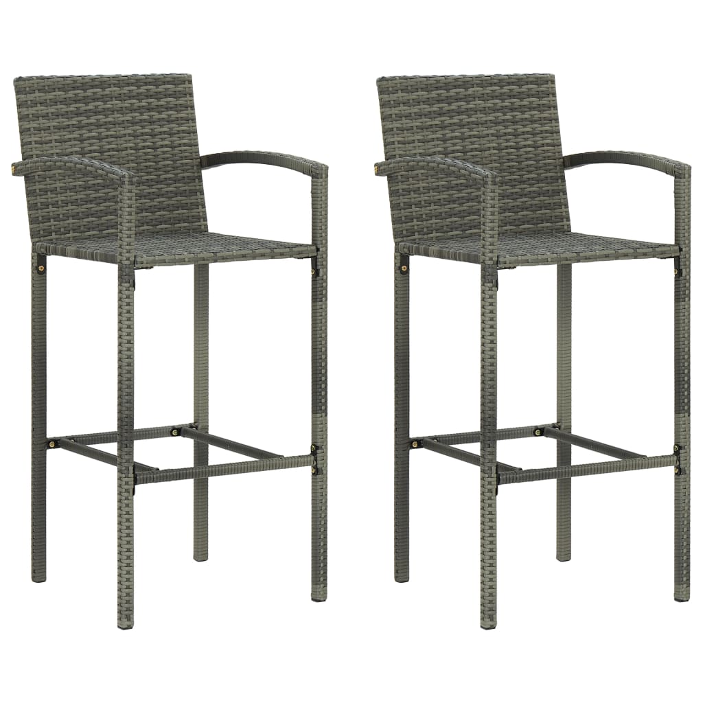 vidaXL Bar Stools 2 pcs Brown Poly Rattan-31