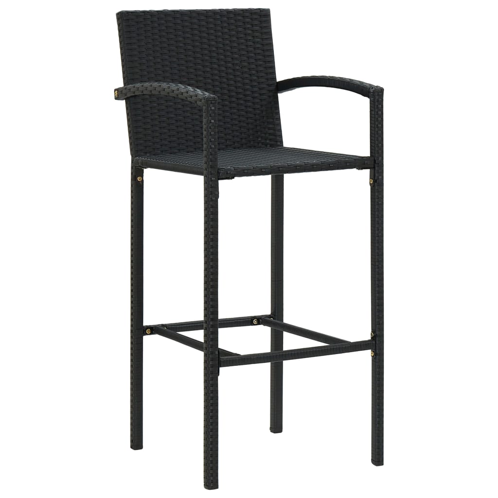 vidaXL Bar Stools 2 pcs Brown Poly Rattan-18