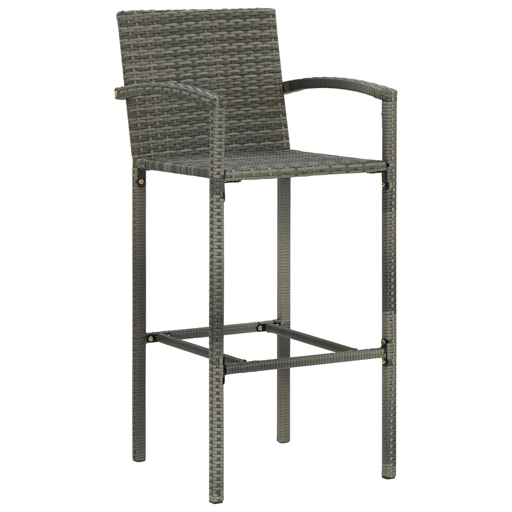 vidaXL Bar Stools 2 pcs Brown Poly Rattan-21