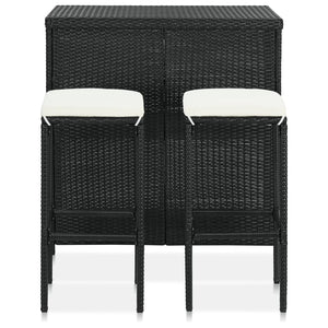 vidaXL Bar Table and Chair Set Kitchen Dining Table Set 3 Piece Poly Rattan-5