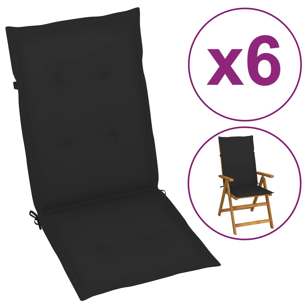 vidaXL Chair Cushion Water Repellent Garden High Back Chair Cushion Pad Fabric-28