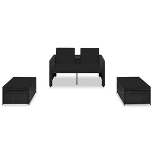 vidaXL Patio Furniture Set Outdoor 2-Seater Sofa with Footrest Poly Rattan-9