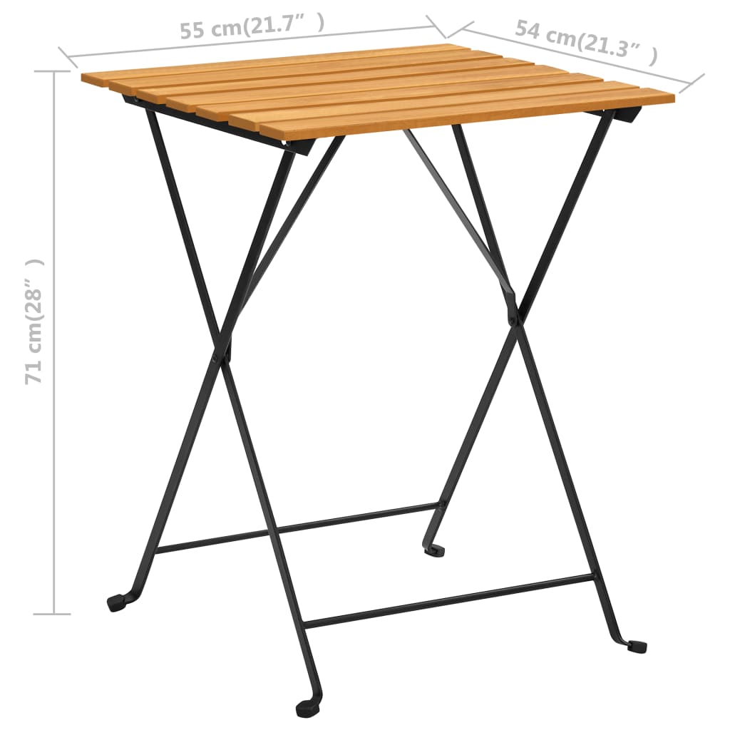 vidaXL Folding Bistro Table Outdoor Bar Table Solid Wood Acacia and Steel-7