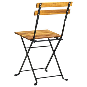 vidaXL Patio Folding Chairs Bistro Foldable Chair Steel and Solid Wood Acacia-28