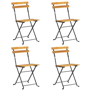 vidaXL Patio Folding Chairs Bistro Foldable Chair Steel and Solid Wood Acacia-25