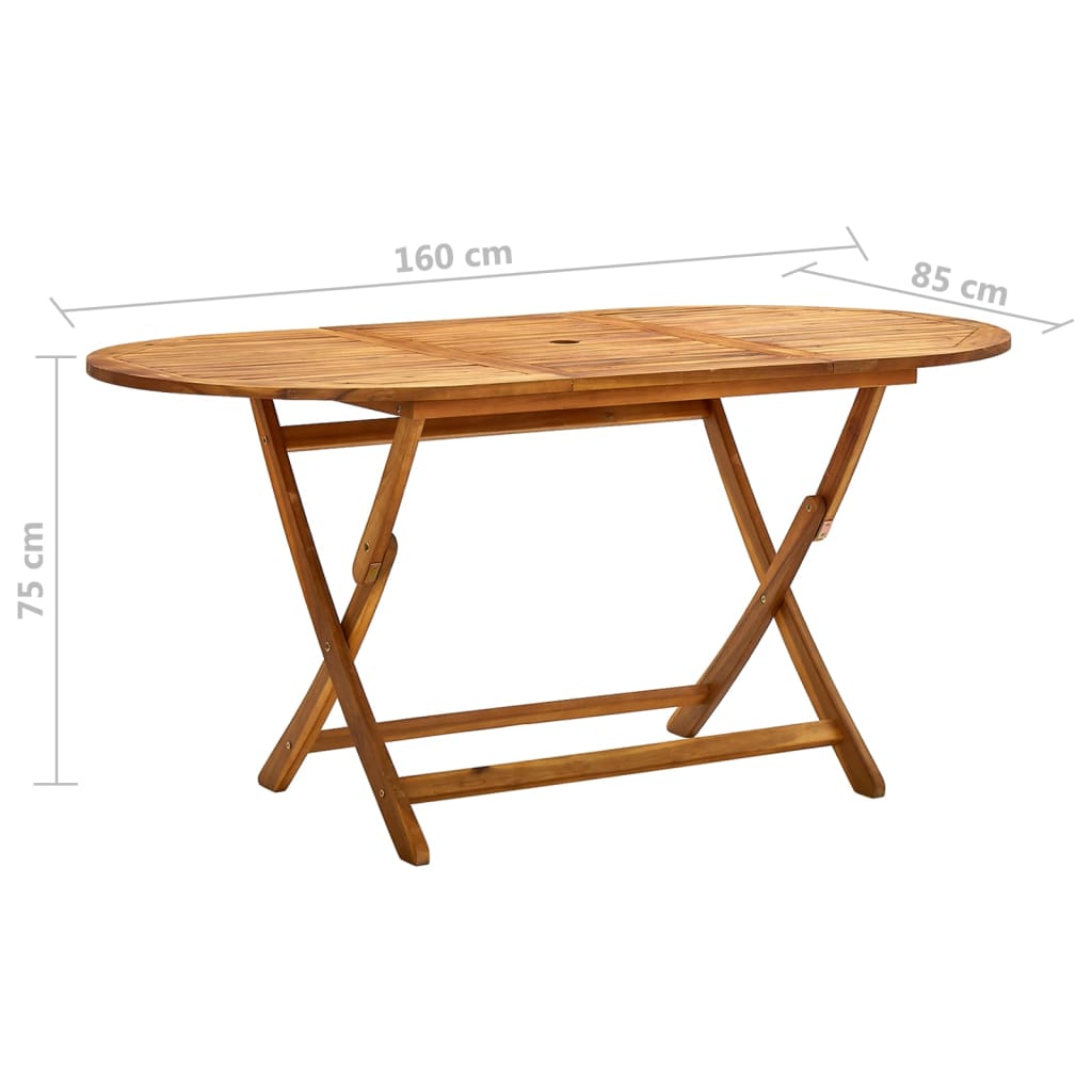 vidaXL Folding Patio Table Outdoor Folding Garden Table Solid Wood Acacia-13