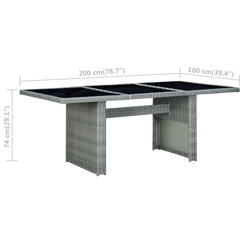 vidaXL Outdoor Dining Table Garden Porch Patio Table with Glass Top PE Rattan-12