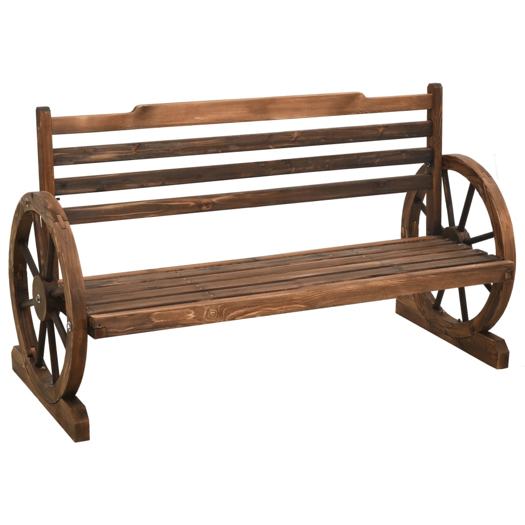 vidaXL Wheel Bench Garden Wooden Wheel Bench with Backrest Solid Wood Fir-0