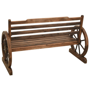 vidaXL Wheel Bench Garden Wooden Wheel Bench with Backrest Solid Wood Fir-8